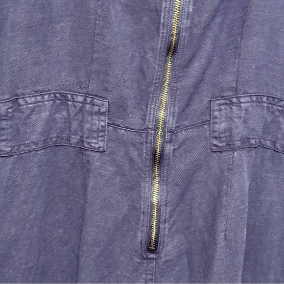 NICOLE MILLER NY Linen Wide Leg Lagenlook Relaxed Fit Navy Blue Jumpsuit Size 10 - Picture 8 of 10